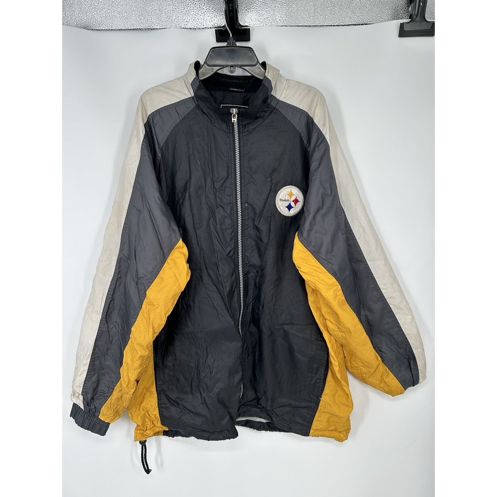 Vintage Pittsburgh Steelers Full Zip Up Windbreaker Jacket NFL Football‎ Mens XL